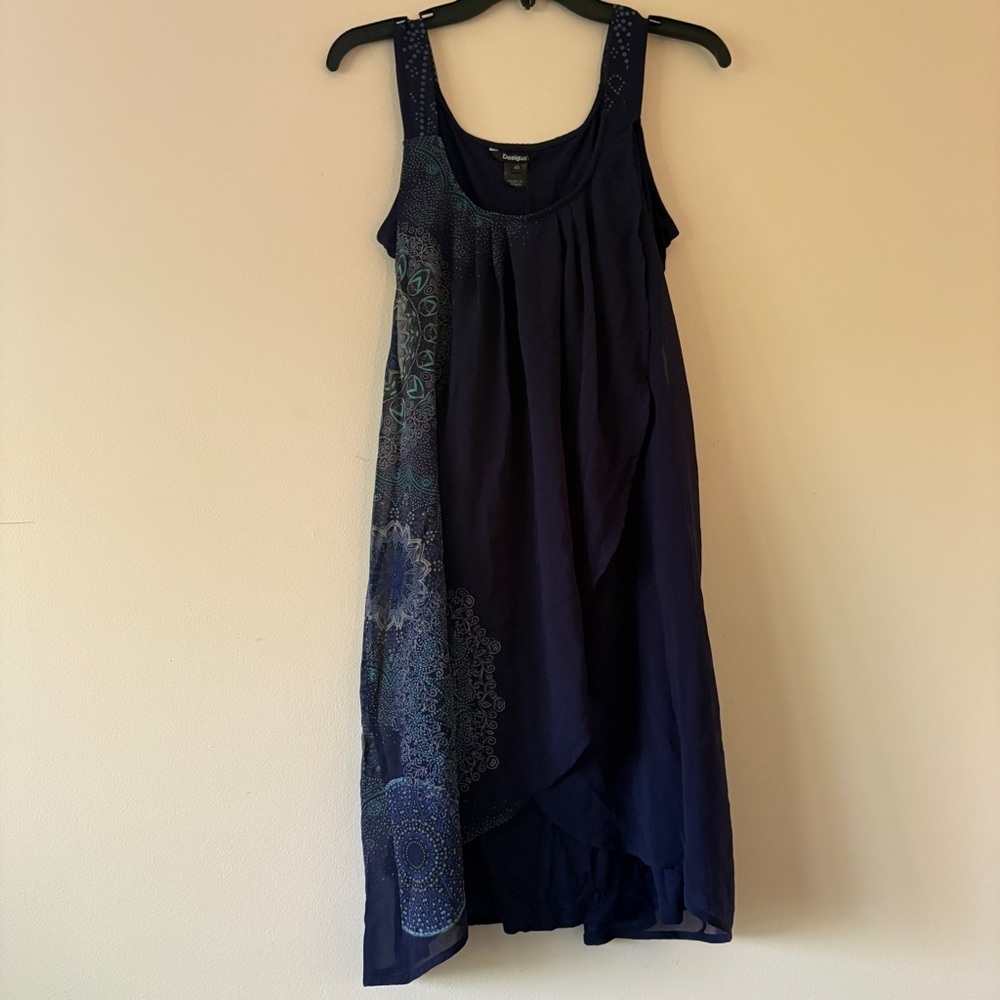 NWT Desigual Navy Blue Mandala Sleeveless Dress EU 40 US 8